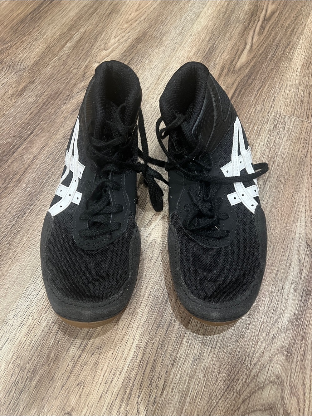 ASICS Black Athletic Shoes with White Stripes